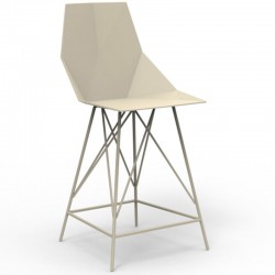 2-Pack high stool FAZ Vondom ecru and metal with armrests