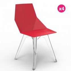 Set of 4 chairs FAZ Vondom Red