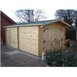 Solid wood garage Habrita 21,7m2 with planks 42mm