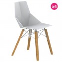 Set of 4 Chairs Vondom Faz Wood2 White Feet Oak